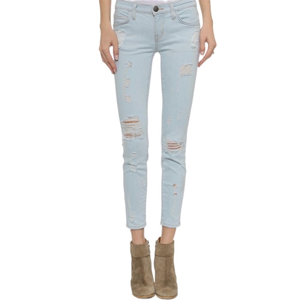 Current/Elliott the stiletto chalky indigo shredded distressed sz 29